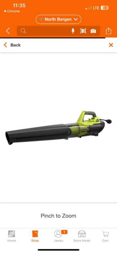 RYOBIa 135 MPH 440 CFM 8 Amp Electric Jet Fan Blower - Thumbnail 2