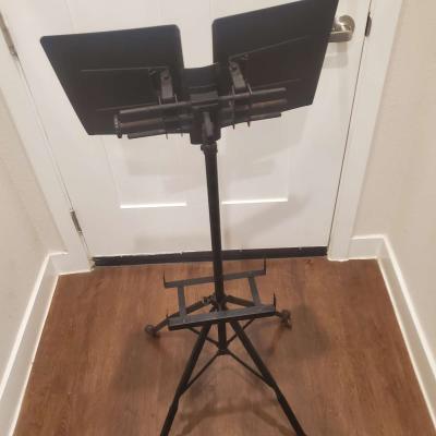 Vintage Cast Iron Dual Music Book stand w wheels - Thumbnail 4