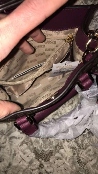 New MICHAEL KORS Bridgette Mini Messenger BrownPlum MK Logo - Thumbnail 5