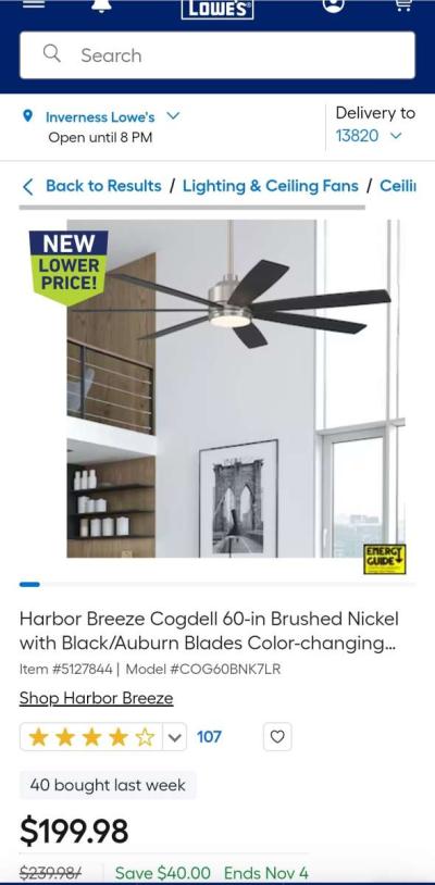 Harbor Breeze Cogdell Ceiling Fan BRAND NEW - Thumbnail 4