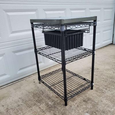 2 Shelf Rack With Stainless Steel Top And Pull Out Basket - Thumbnail 2
