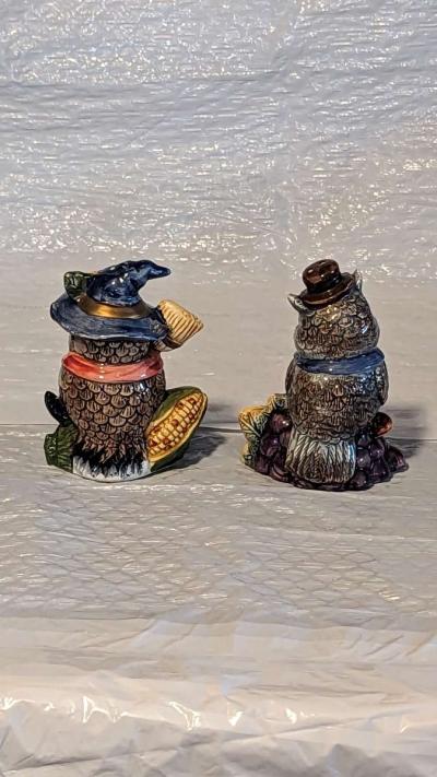 Owl Harvest Salt and Pepper Set Ceramic In Original Box - Thumbnail 5