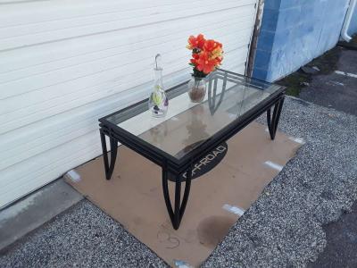 Nice Black All Steel Coffee Table Glass Top 48 X 24 X 18 - Thumbnail 4