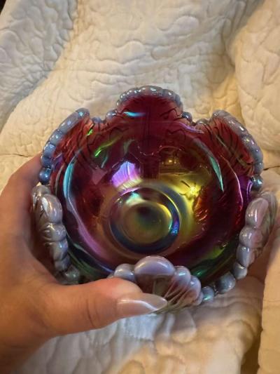 amethyst carnival glass bowl - Thumbnail 5