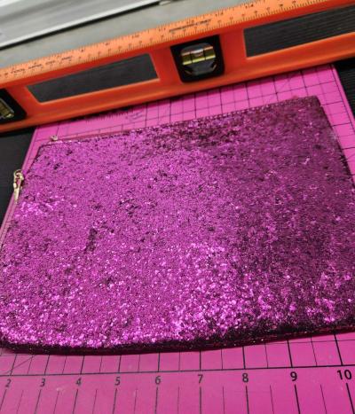 ALDO Pink Glittered Gold Top Zipper Wristlet with Strap - Thumbnail 2