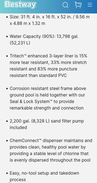 Bestway Power Steel 31ft Metal Frame Pool - Thumbnail 5