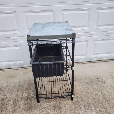 2 Shelf Rack With Stainless Steel Top And Pull Out Basket - Thumbnail 4