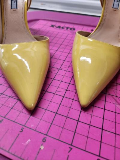 PRADA Yellow Patent Leather DOrsay Pumps - Thumbnail 3