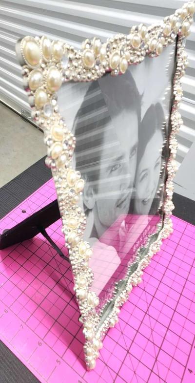 Ornate Pearl and Rhinestone Embellished 8x10  Photo Frame - Thumbnail 2