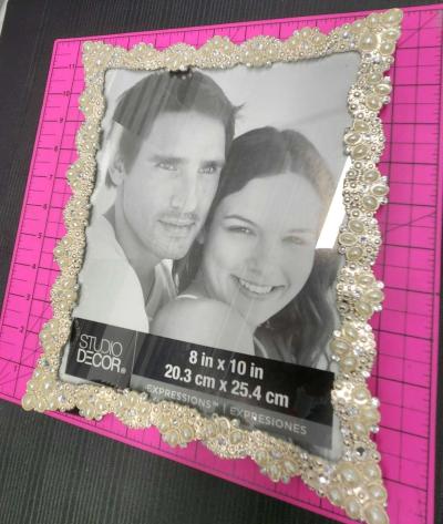 Ornate Pearl and Rhinestone Embellished 8x10  Photo Frame - Thumbnail 4