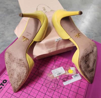 PRADA Yellow Patent Leather DOrsay Pumps - Thumbnail 6