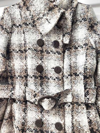 Pura Vida Brown and Grey with Gold Tinseling Plaid Peacoat - Thumbnail 2