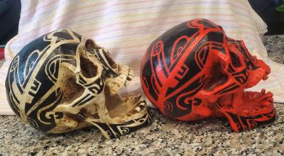 2 Large Resin Tribal Skulls 7x9 - Thumbnail 4