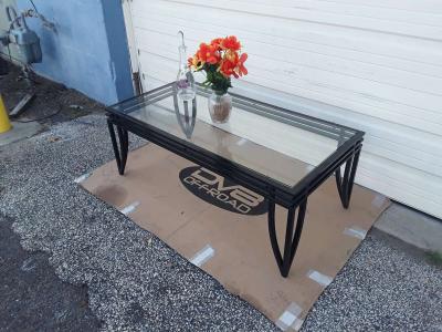 Nice Black All Steel Coffee Table Glass Top 48 X 24 X 18 - Thumbnail 3