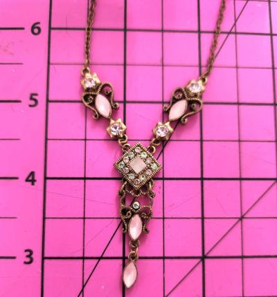 Beautiful Victorian Diamond Accent and Pink Stone Necklace - Thumbnail 5