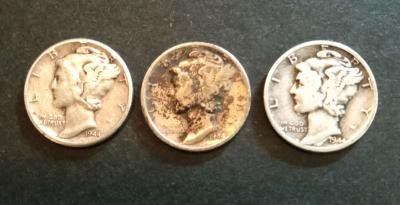 Set of 3 Liberty Dimes