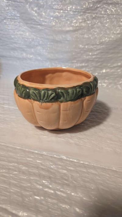 A Semi 3D Orange And Green Carrot Soup Bowl  Vegitable Bowl - Thumbnail 2