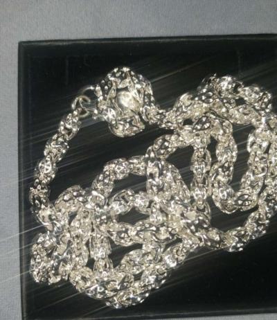 brand new silver 20in 6mm thick bamboo style necklace - Thumbnail 2