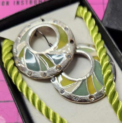 Boutique Green and Blue Enamel Pave Accented Fashion Jewlery - Thumbnail 4