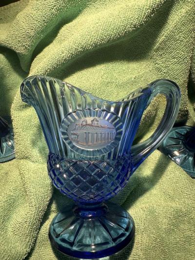 blue glass goblets and pitcher - Thumbnail 4