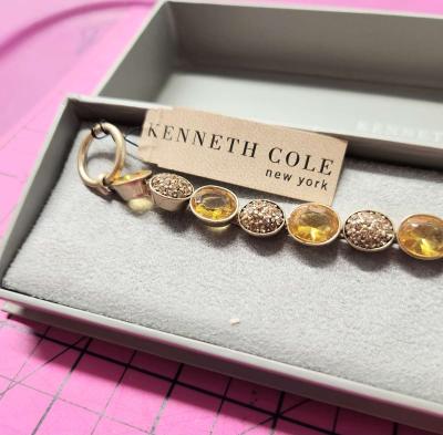 Kenneth Cole New York Gold Tone Amber Pave Stone Bracelet - Thumbnail 4