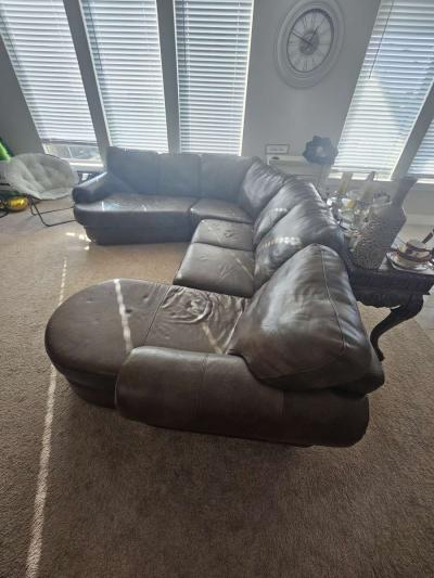 leather sofa with matching chair and ottoman - Thumbnail 2
