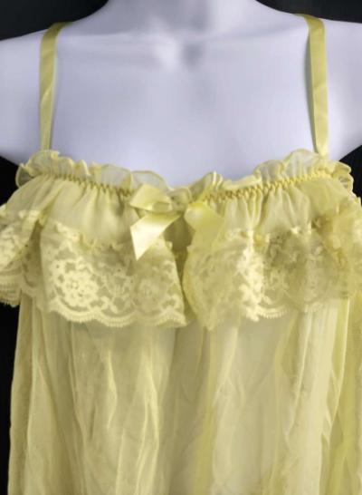 Victorias Secret Yellow Mesh Ruffled Babydoll Matching Botto - Thumbnail 6