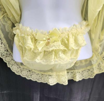 Victorias Secret Yellow Mesh Ruffled Babydoll Matching Botto - Thumbnail 3