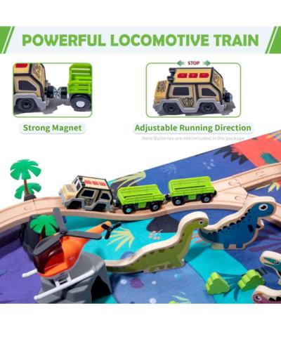 wooden train set 80pcs with map mat - Thumbnail 5