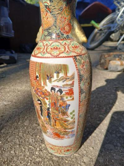 Japanese Satsuma Gold Gilded Porcelain Vase Height  10 - Thumbnail 2