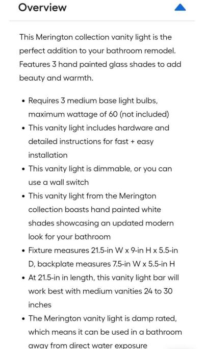 Allen Roth 3 Light Vanity Bar - Thumbnail 4