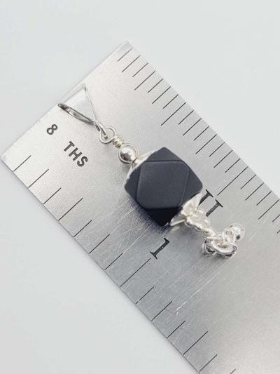 Azabache 8mm Bead 3mm Sterling Silver 925 pendant - Thumbnail 4