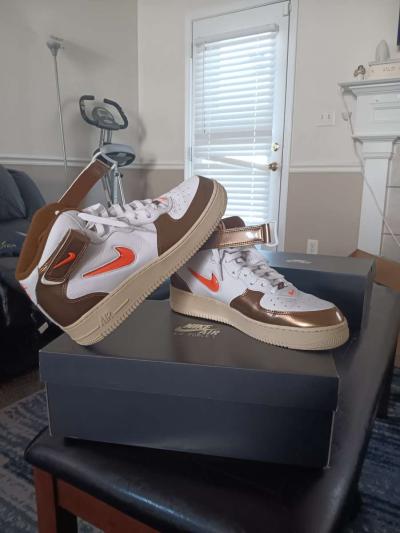 NIKE AIR FORCE 1 brown  white orange color - Thumbnail 2