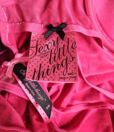 Victorias Secret Hot Pink Sparkle Gartered Babydoll Corset - Thumbnail 5