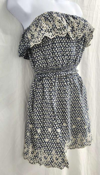 Poetry Off Shoulder Ruffled Bodice Embroidered Tunic Dress - Thumbnail 4