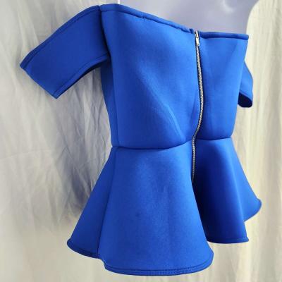 Guess Peplum Strapless Off Sholder Electric Blue Peplum Top - Thumbnail 5