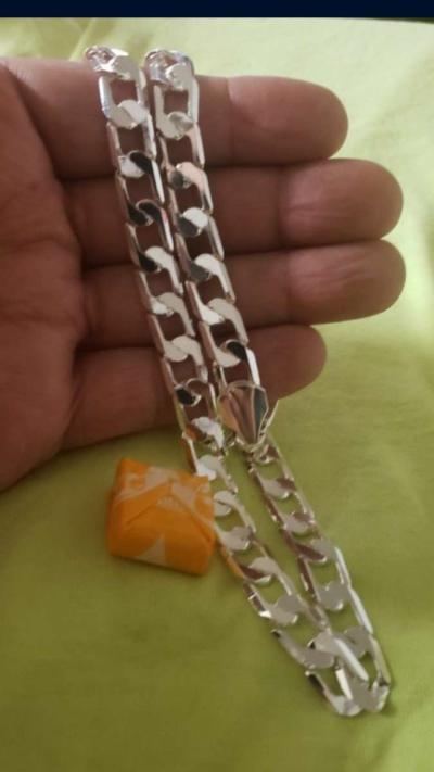 New 925 stamped silver ilver 10mm Cuban Link 24in chain - Thumbnail 5