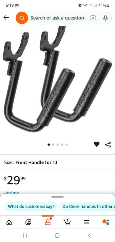 Jeep Front Grab Handles  Black Solid Steel Compatible for 1 - Thumbnail 3