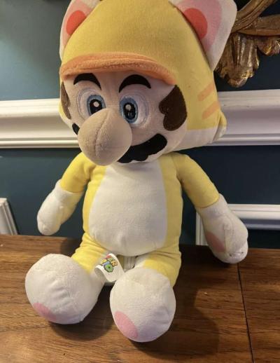 Super Mario Bros Cat Mario Yellow Suit Plush Toy Stuffed Ani - Thumbnail 2
