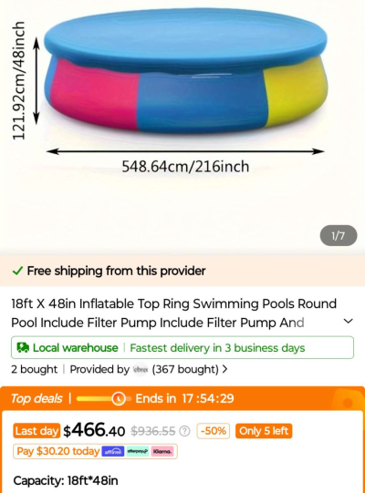 New in box 18ft x 48in Round Easy Setup Swimming Pool Set - Thumbnail 2