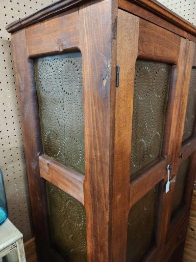 Vintage wood and punched tin pie safe - Thumbnail 3