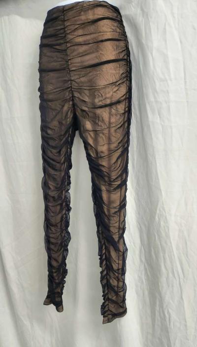 Fashion Nova Nude w Black Overlay Ruched Leggings Womens M - Thumbnail 2