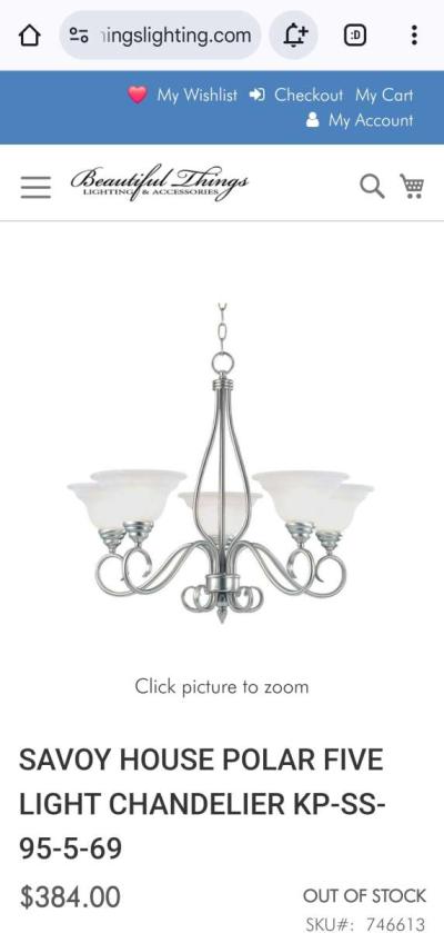 Savoy House Polar 5 Light Chandelier - Thumbnail 2