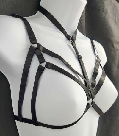 Womens Elastic Adjustable Body Harness Cupless Bra Accessory - Thumbnail 3