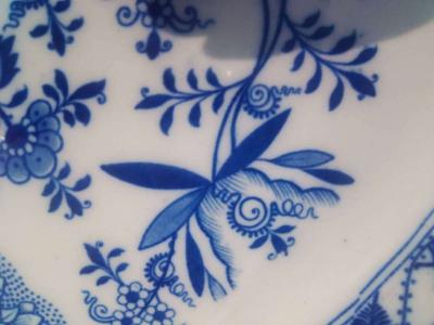 Large Meissen England Flow Blue Deep Serving Platter 1825 - Thumbnail 2