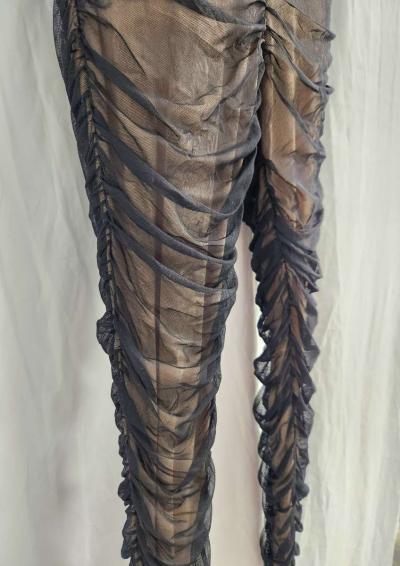 Fashion Nova Nude w Black Overlay Ruched Leggings Womens M - Thumbnail 3