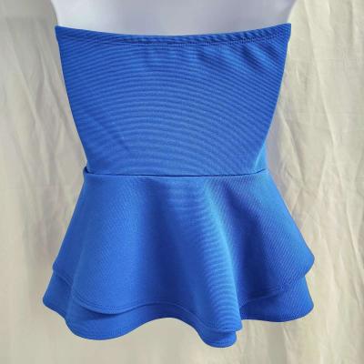 2b Bebe Electric Blue Stretch Flared Peplum Strapless Top - Thumbnail 5