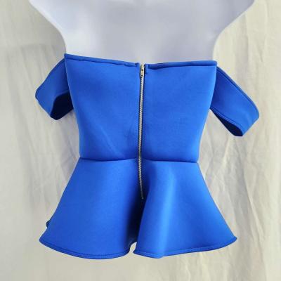 Guess Peplum Strapless Off Sholder Electric Blue Peplum Top - Thumbnail 3