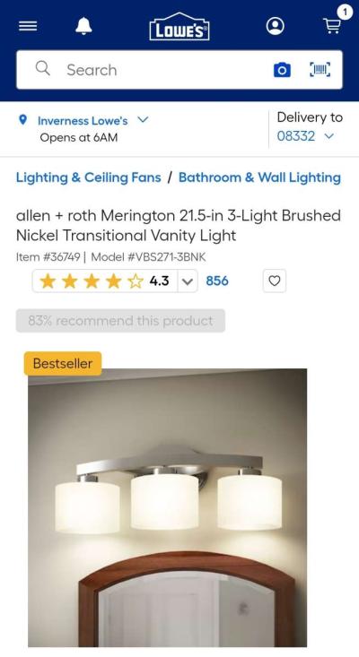 Allen Roth 3 Light Vanity Bar - Thumbnail 3