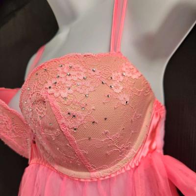Victorias Secret Neon Pink Embellished Bust Babydoll - Thumbnail 6